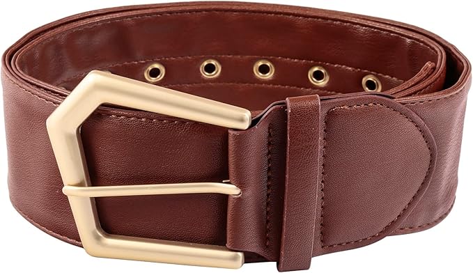 samtree 女士复古宽腰带,可调节时尚金色搭扣柔软 pu 皮革束腰带